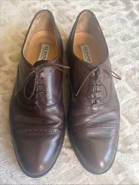 Alfani Brown Leather Cap-Toe Oxfords